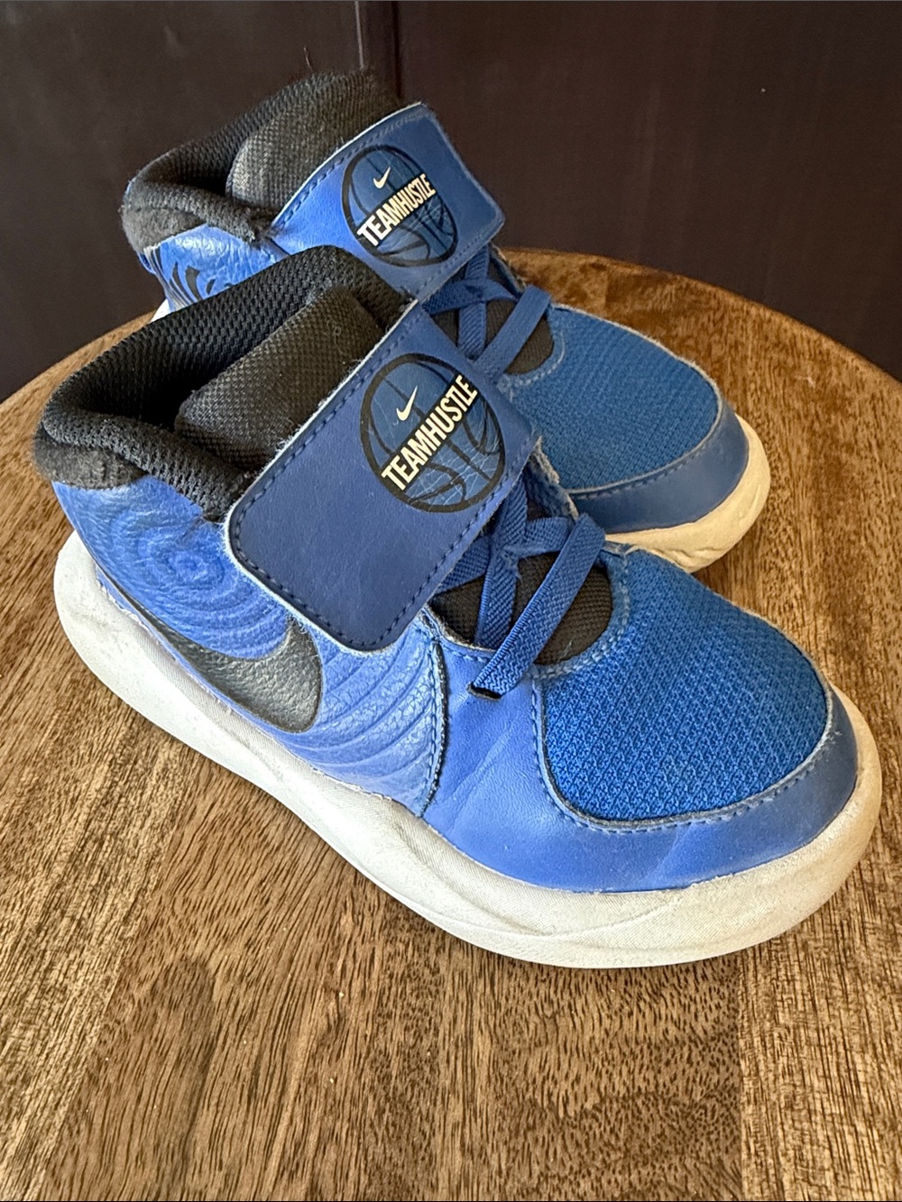 Nike Kids Blue High-Top Sneakers with Black Accents